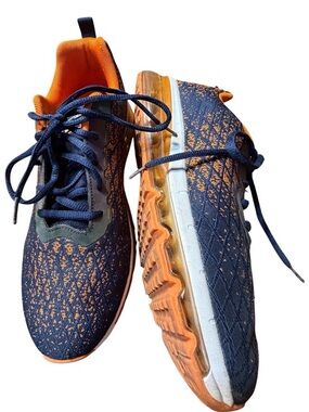 Azooken Men's Navy blue mesh and Orange Lightweight Running Sneakers size 9.5